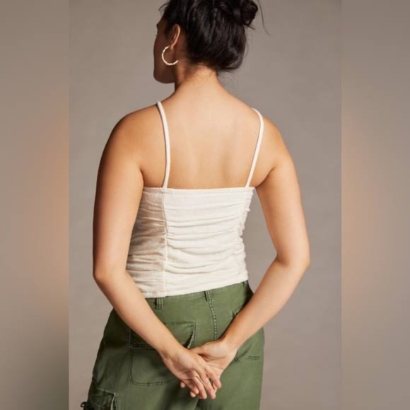 NWT ANTHROPOLOGY PILCRO PLUS 3X Ruched Ribbed Halter Ivory CamisoleCotton - Picture 5 of 5